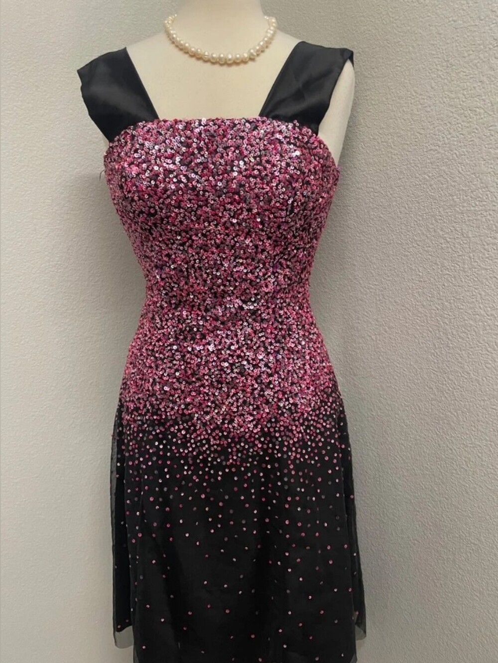 Sequin Pink & Black Cocktail Dress